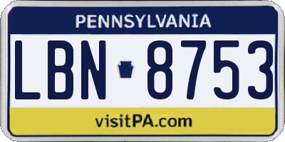 PA license plate LBN8753