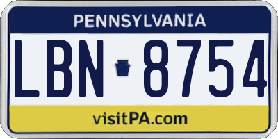PA license plate LBN8754