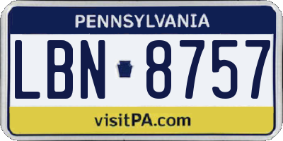 PA license plate LBN8757