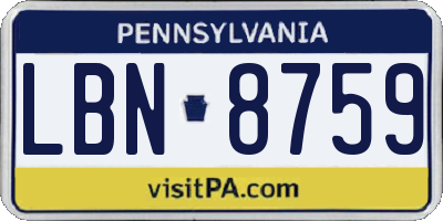 PA license plate LBN8759