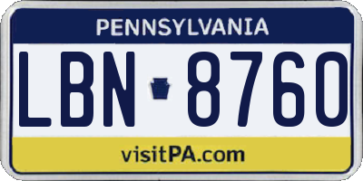 PA license plate LBN8760