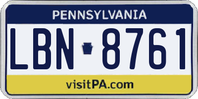 PA license plate LBN8761