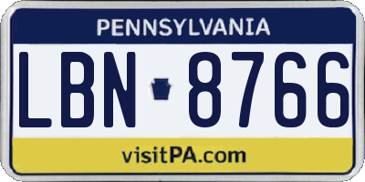 PA license plate LBN8766