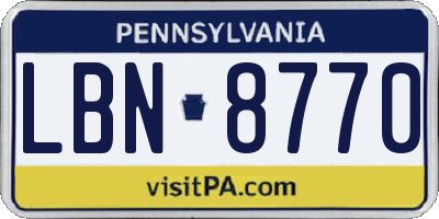 PA license plate LBN8770