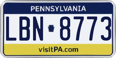 PA license plate LBN8773
