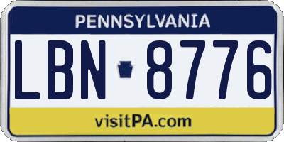 PA license plate LBN8776