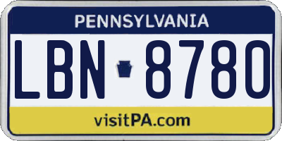 PA license plate LBN8780
