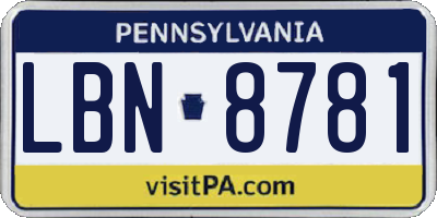 PA license plate LBN8781