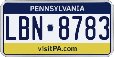 PA license plate LBN8783
