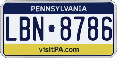 PA license plate LBN8786