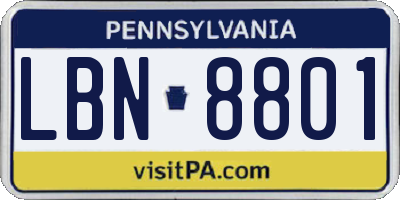 PA license plate LBN8801