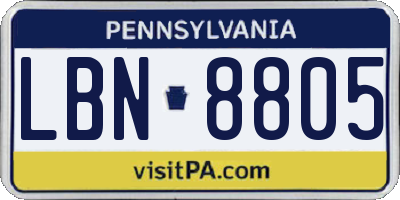 PA license plate LBN8805