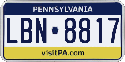 PA license plate LBN8817