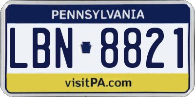 PA license plate LBN8821