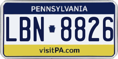 PA license plate LBN8826