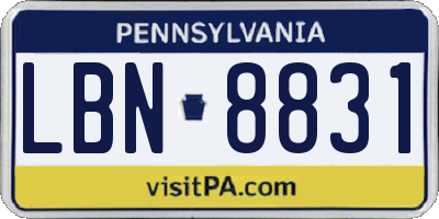 PA license plate LBN8831