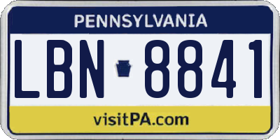 PA license plate LBN8841