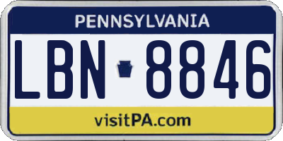 PA license plate LBN8846