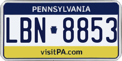 PA license plate LBN8853