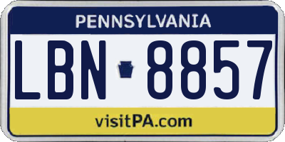 PA license plate LBN8857