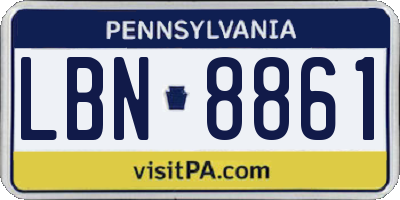 PA license plate LBN8861