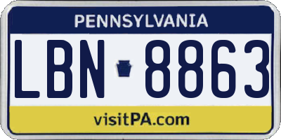 PA license plate LBN8863