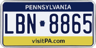 PA license plate LBN8865