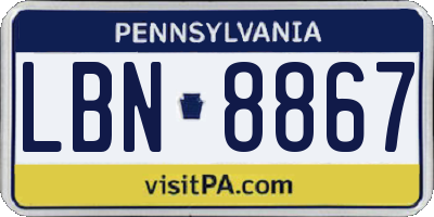 PA license plate LBN8867