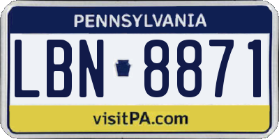 PA license plate LBN8871