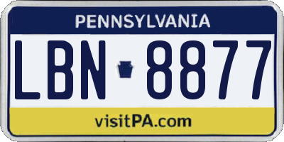 PA license plate LBN8877