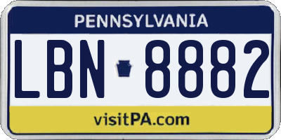 PA license plate LBN8882