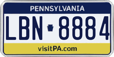 PA license plate LBN8884