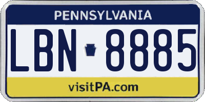 PA license plate LBN8885