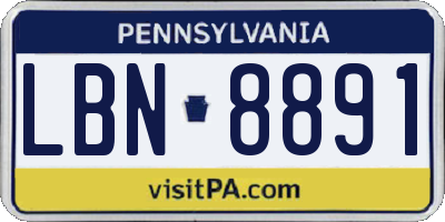 PA license plate LBN8891