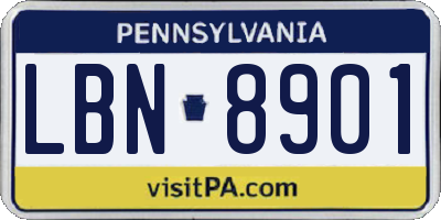 PA license plate LBN8901