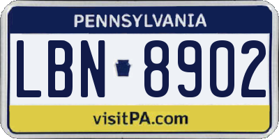 PA license plate LBN8902