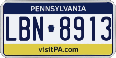 PA license plate LBN8913