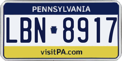 PA license plate LBN8917