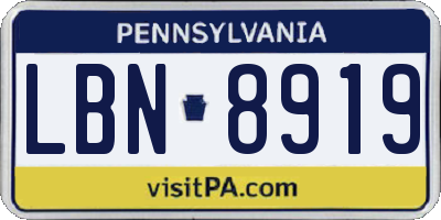 PA license plate LBN8919