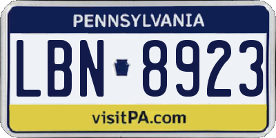 PA license plate LBN8923