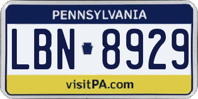 PA license plate LBN8929