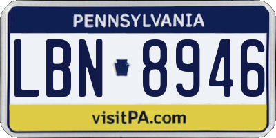 PA license plate LBN8946