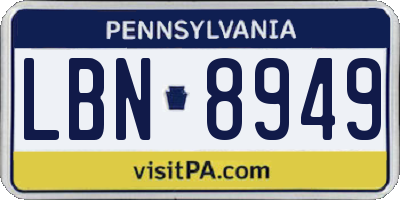 PA license plate LBN8949
