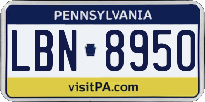 PA license plate LBN8950