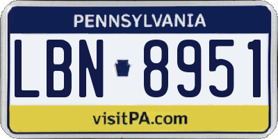 PA license plate LBN8951