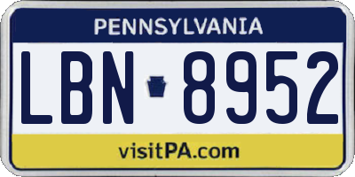 PA license plate LBN8952