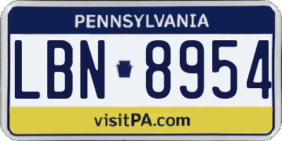 PA license plate LBN8954