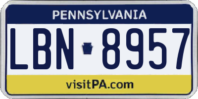 PA license plate LBN8957