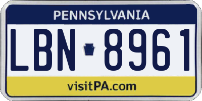 PA license plate LBN8961