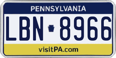 PA license plate LBN8966